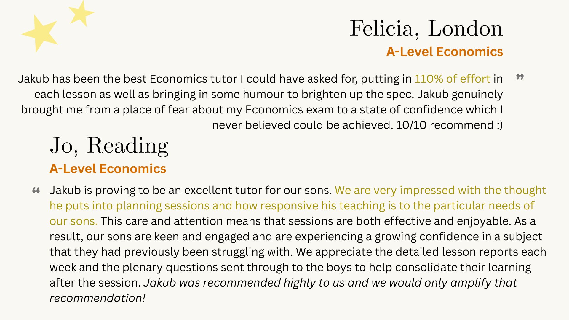 Testimonial 2 and 3
